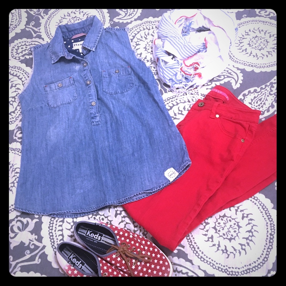 Feed Sz S Pullover Denim Shirt